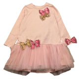 DAGA COLLECTION abito manica lunga tinta unita con fiocchi Rosa per Bambina M9963 ROSA DAGA COLLECTION 
