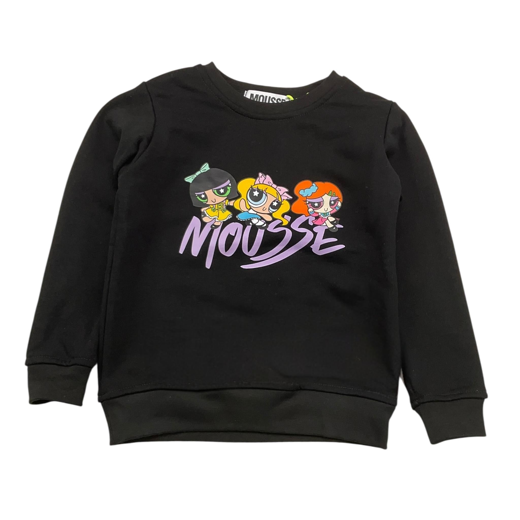 MOUSSE felpa tinta unita girocollo con stampa Nero per Bambina HKFG362B NERO MOUSSE 