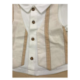 Barcellino Two-Tone Romper Half Sleeve With Buttons White/Beige For Newborn