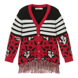EMC cardigan stampa fantasia con frange Rosso/nero per Bambina CE2078 ROSSO/NERO EMC 