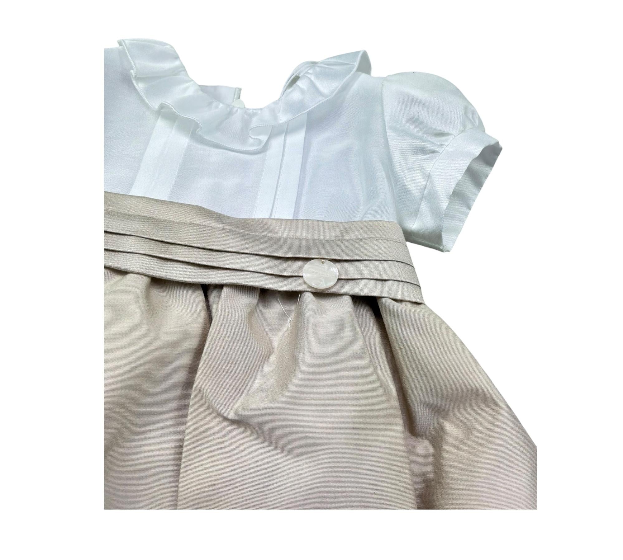 Le Bebe Abito Mezza Manica Bicolore per Neonata LBG6327 BIANCO/BEIGE LE BEBE 