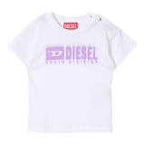 Diesel T-Shirt Girocollo tinta unita con Logo Bianco per Bambina K00569AJ BIANCO DIESEL 