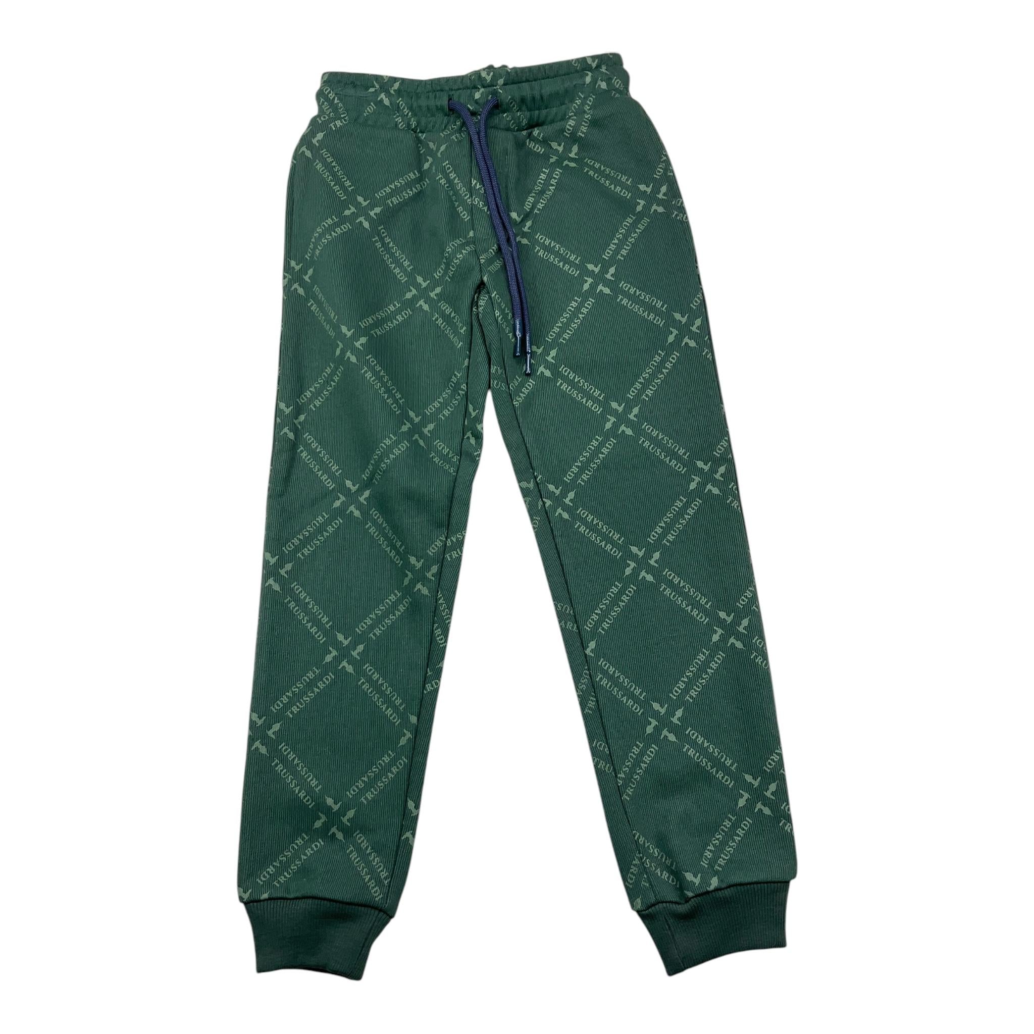 TRUSSARDI pantalone tuta tinta unita con stampe logo Verde per Bambino TBA25098PA VERDE TRUSSARDI 