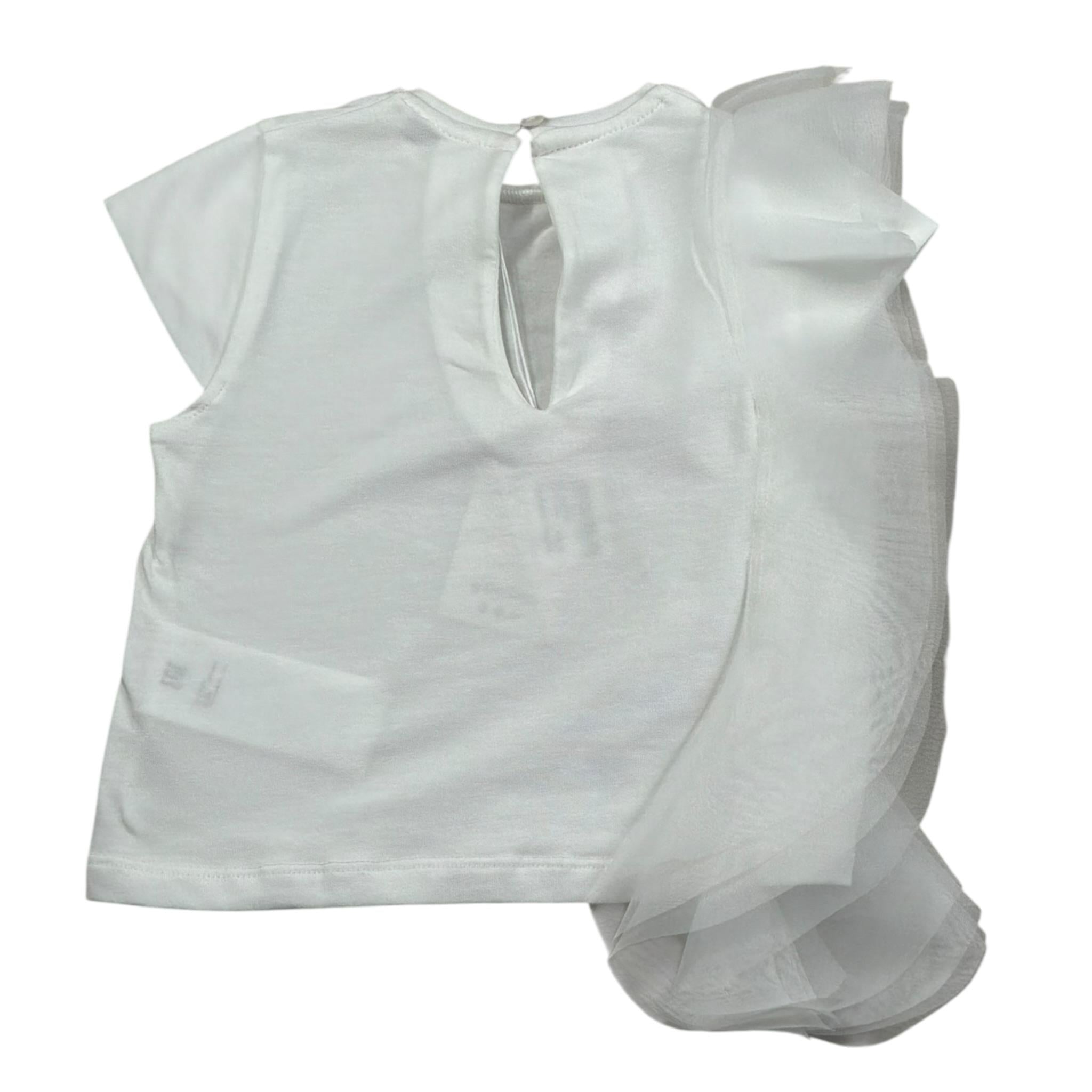 M+E' T-Shirt Girocollo Tinta Unita con Tulle per Neonata UE1768NX BIANCO M+E' 