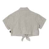 Aspesi Half Sleeve Crop Shirt Solid Color With Striped Pattern Gray For Girls