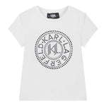 KARL LAGERFELD t-shirt girocollo tinta unita con brillantini Bianco per Bambina Z30109 BIANCO KARL LAGERFELD 