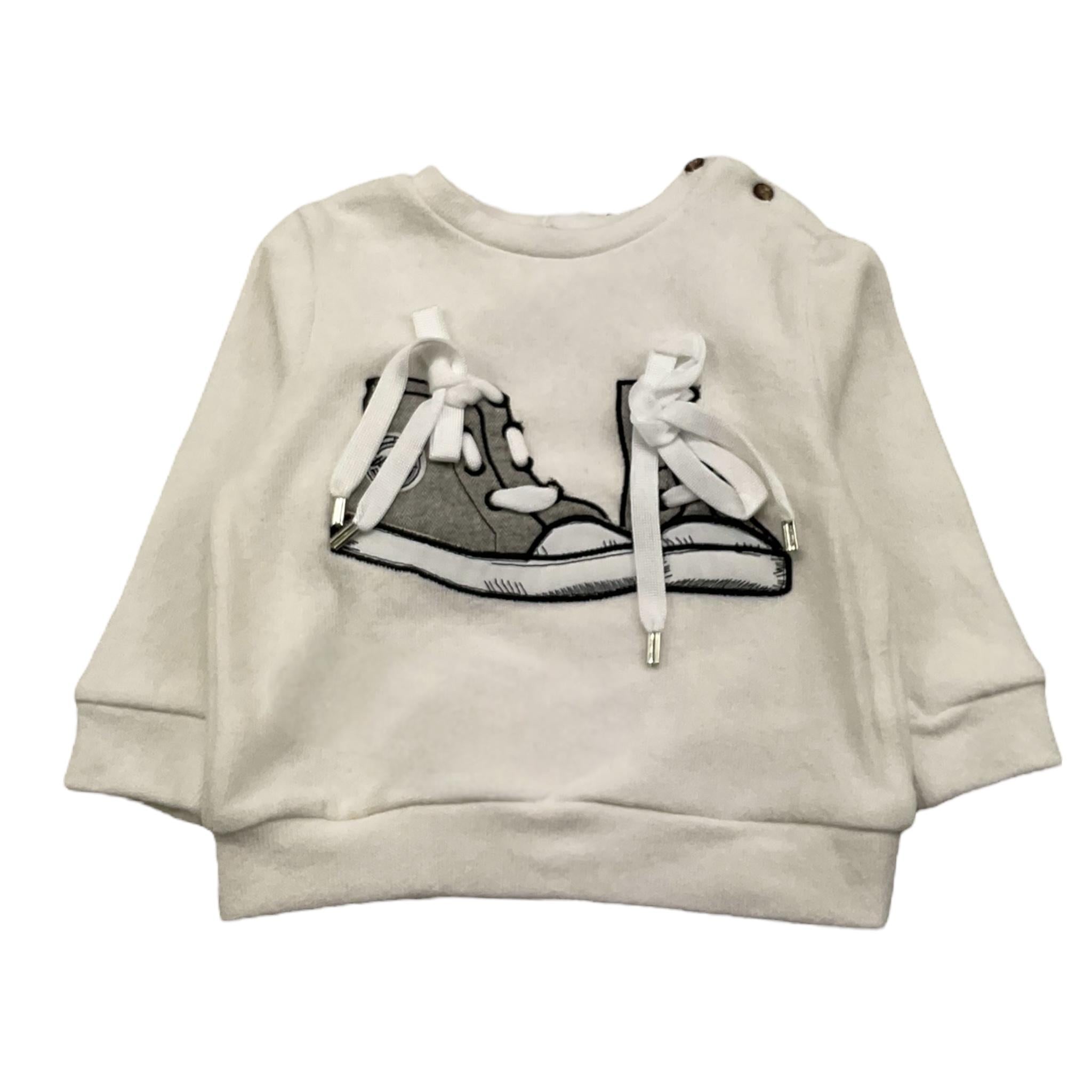 M+E' maglia girocollo tinta unita con stampa scarpe Bianco per Neonata UEM0460 BIANCO M+E' 
