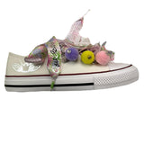 Quickas Sneakers Solid Color with Applications and Laces White for Girls