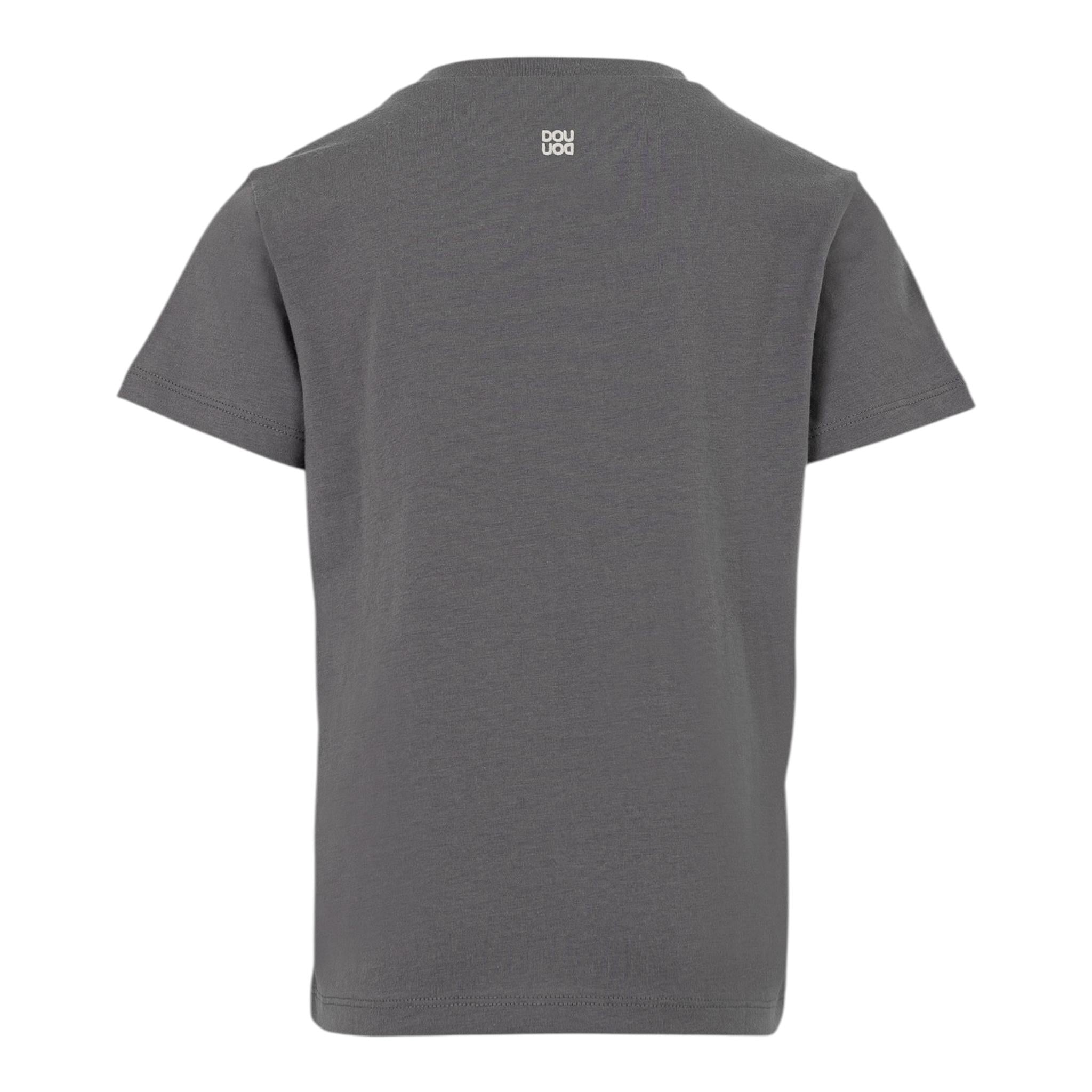 DOU DOU t-shirt girocollo tinta unita con stampa in contrasto Grigio per Bambino DV8P31 GRIGIO DOU DOU 