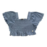 Alice Pi Top Solid Color With Elastic And Ruffles Blue For Girls