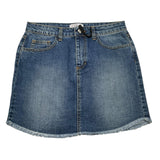 Gaelle Solid Color Denim Skirt with Blue Logo Print for Girls