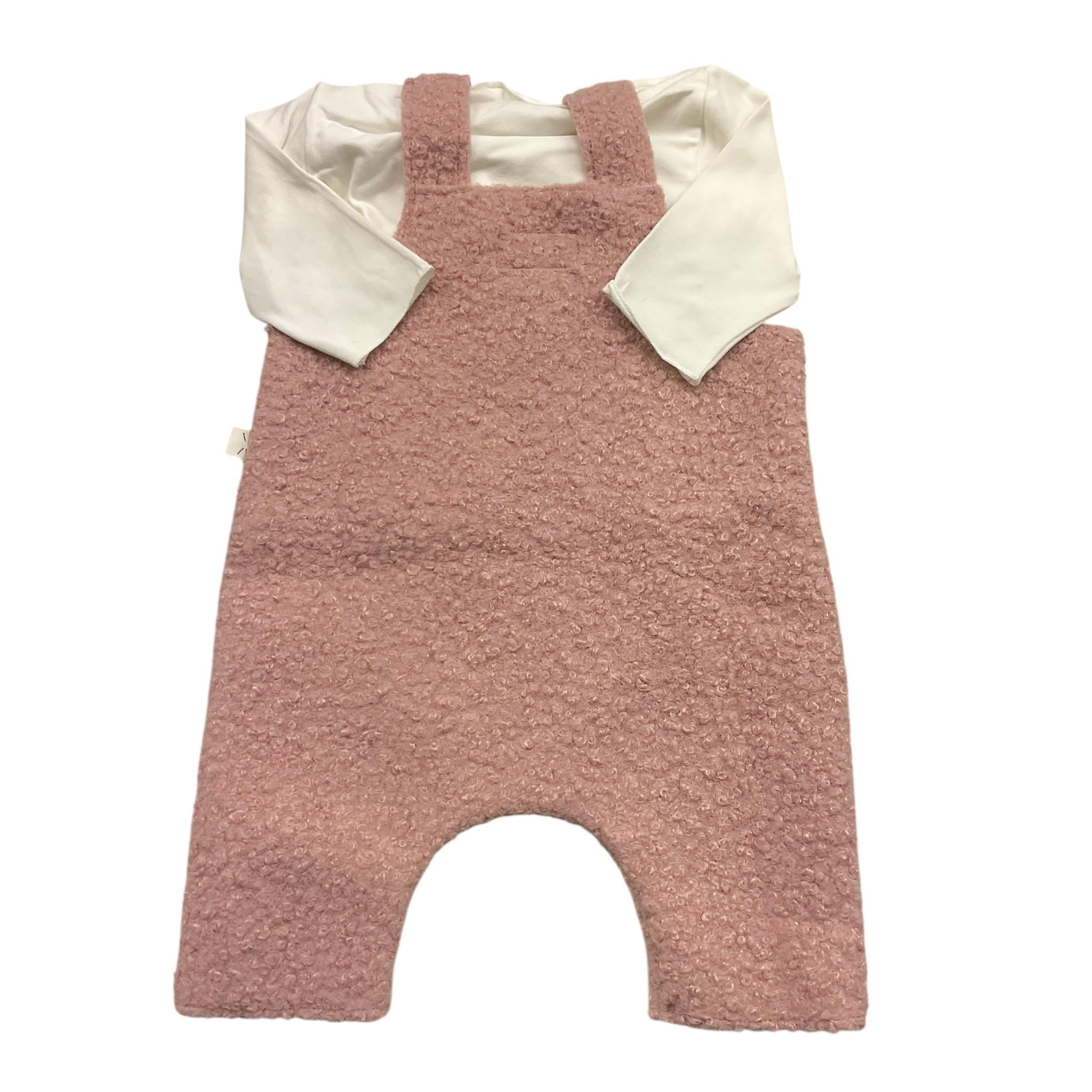 TEDDY E MINOU completo 2pz salopette-shirt bicolore Bianco/rosa per Neonata FJJJKE BIANCO/ROSA TEDDY E MINOU 