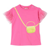 Diesel Solid Color Dress Round Neck And Pink Tulle For Baby Girl