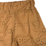 Mariuccia Plain Perforated Pant with Elastic Waist Brown for Girls