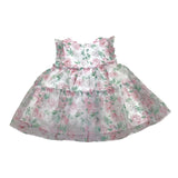 Alice Pi Solid Color Dress with Armhole and White Flower Pattern for Baby Girl