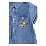 Moschino Pagliaccetto Mezza Manica Tinta Unita In Denim per Neonato MUT045 BLU MOSCHINO 