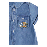Moschino Pagliaccetto Mezza Manica Tinta Unita In Denim per Neonato MUT045 BLU MOSCHINO 