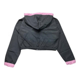 Disclaimer Plain Zip Up Black Hooded Jacket For Girls