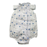 Jose' Varon Plain Half Sleeve Romper With White Polka Dot Pattern For Baby Girl