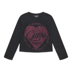 GUESS shirt tinta unita girocollo con stampa Nero per Bambina J4YI18K6YW4 NERO GUESS 