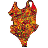 4Giveness Orange Fantasy Print One Piece Swimsuit For Girls