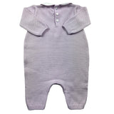 Little Bear Long Sleeve Onesie Solid Color With Lilac Embroidery For Baby Girl
