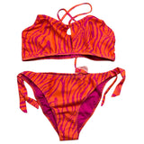 4Giveness 2 Piece Costume Bandeau-Panties Zebra Pattern Fluorescent Orange For Girls