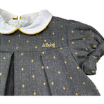Le Bebe Abito Mezza Manica Tinta Unita con Colletto per Neonata LBG0424 GRIGIO LE BEBE 