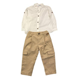 Barcellino Complete Pants-Shirt Two-Tone White/Beige For Newborn