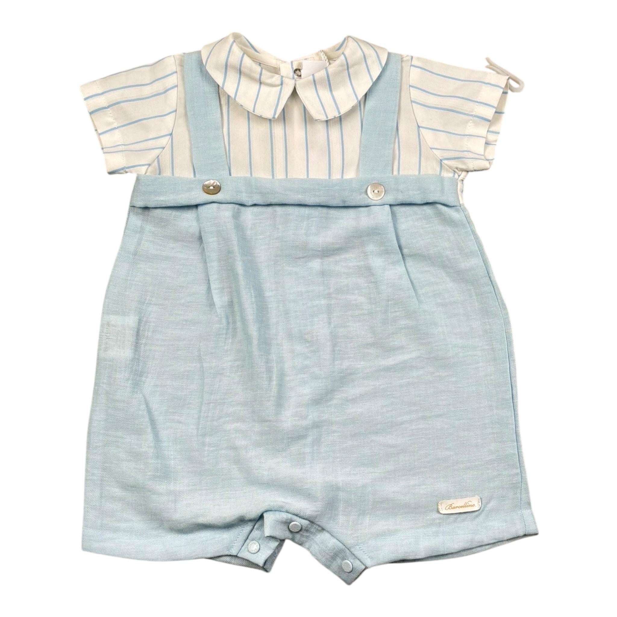 Barcellino Pagliaccetto Bicolore con Fantasia A Righe per Neonato 120812 BIANCO BARCELLINO 