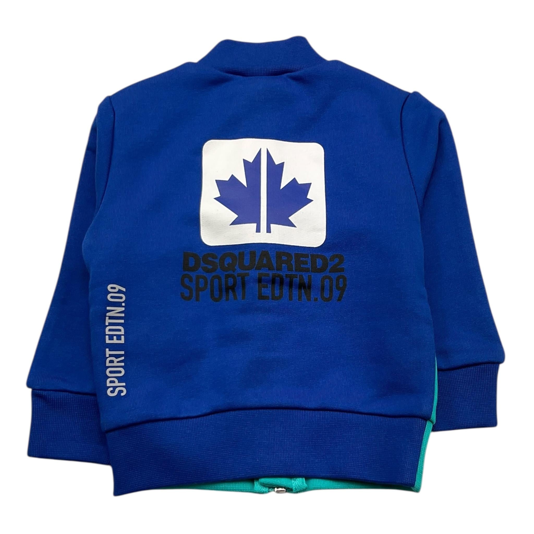 DSQUARED2 felpa cn zip bicolore e logo Turchese per Bambino DQ2215J TURCHESE DSQUARED2 