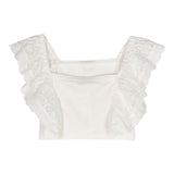 Twinset Top Solid Color With White Embroidery For Girls