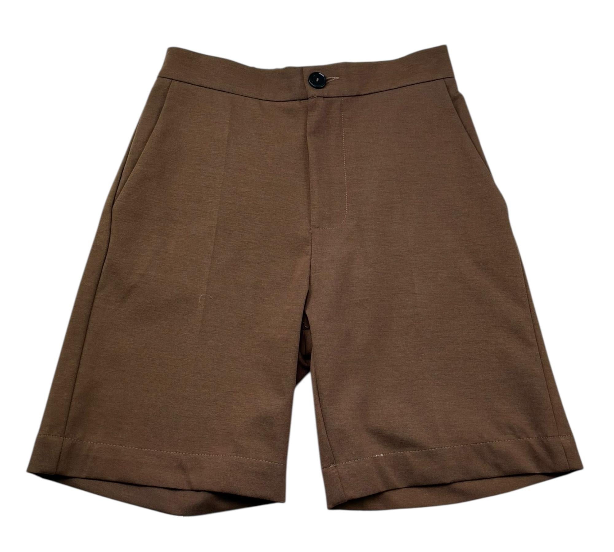 Paolo Pecora Bermuda Tinta Unita con Elastico In Vita per Bambino PP4245 MARRONE PAOLO PECORA 