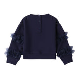 SARABANDA felpa tinta unita con tulle Blu per Bambina A301 BLU SARABANDA 