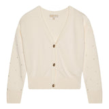 Michael Kors Cardigan tinta unita con Applicazioni Panna per Bambina R30280X PANNA MICHAEL KORS 