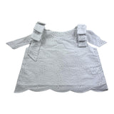 Little Ludo Top Solid Color Perforated Pattern White San Gallo Lace For Girls