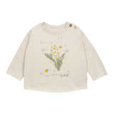Play Up Shirt Crew Neck Solid Color With Contrast Print Beige For Newborn