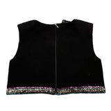 Marc Ellis Black Sequined Solid Color Crew Neck Top For Girls