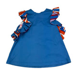Emilio Pucci Solid Color Ruffled Sleeveless Dress Blue For Baby Girl