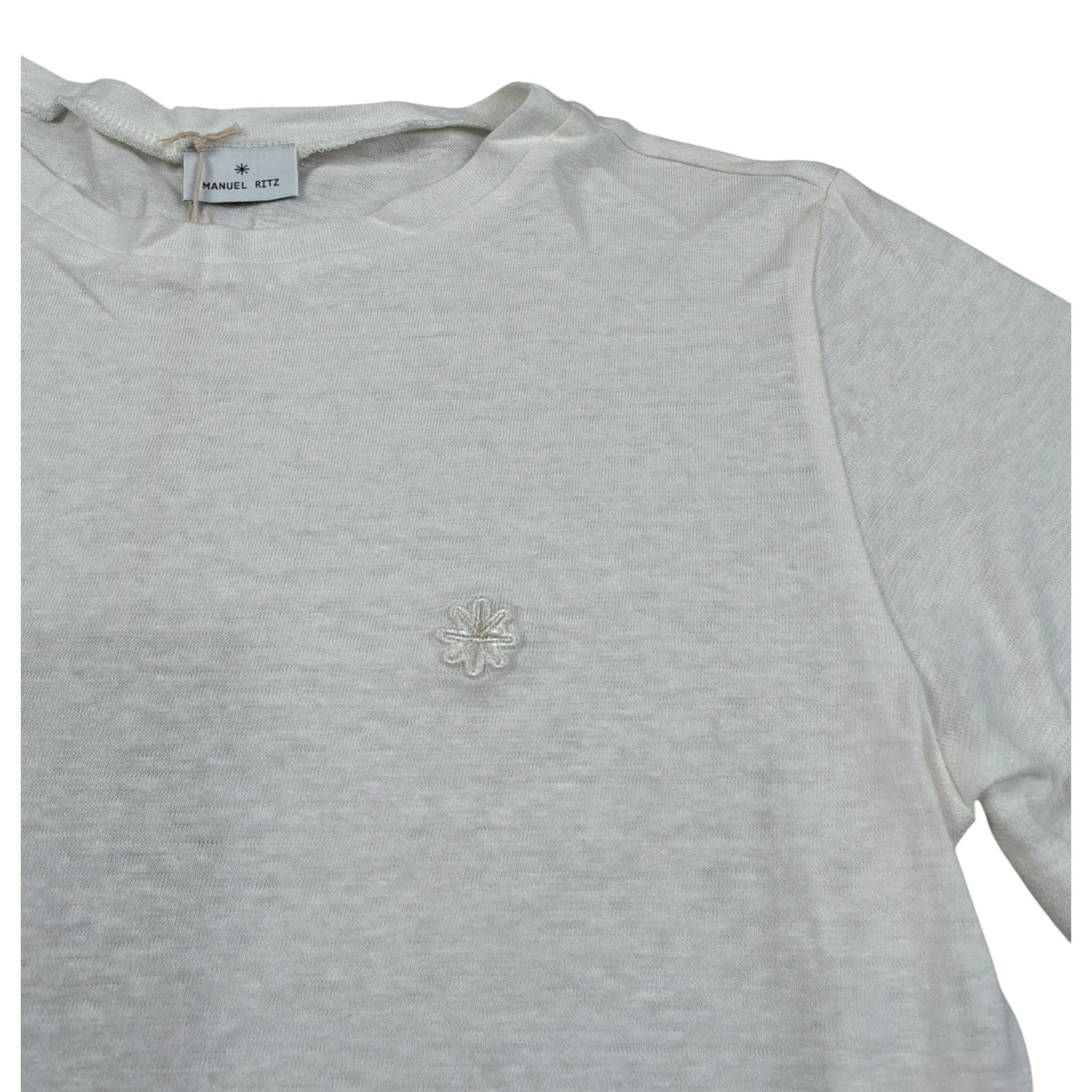 Manuel Ritz Tshirt Girocolo tinta unita con Stampa Panna per Bambino MR2021 PANNA MANUEL RITZ 