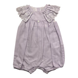 Tartine Et Chocolat Baby Girl's Romper with Lilac Check Pattern