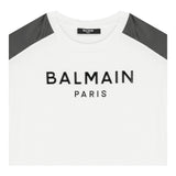 BALMAIN t-shirt girocollo tinta unita con stampa Bianco per Bambino BV8Q81 BIANCO BALMAIN 
