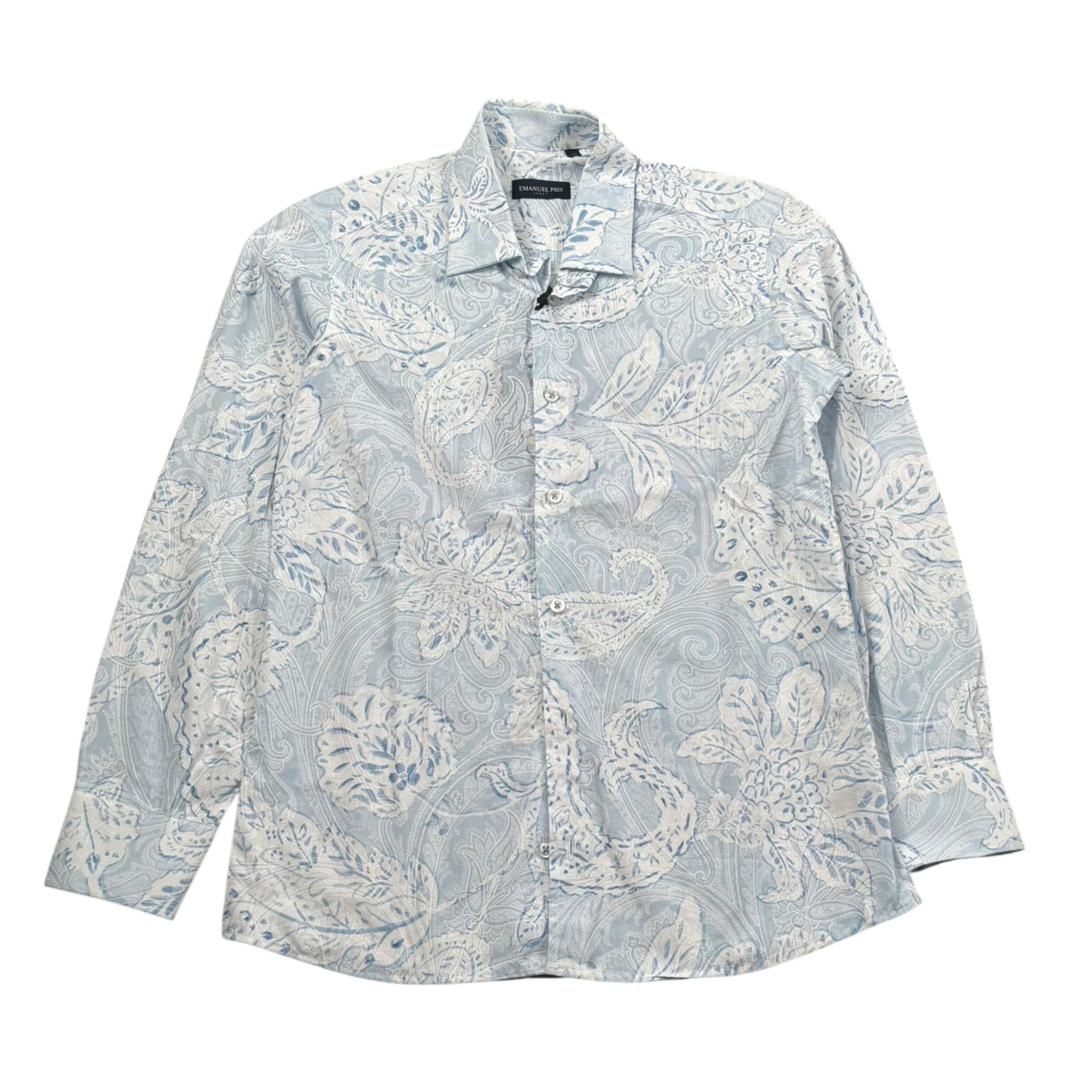 Emanuel Pris Camicia Tinta Unita Manica Lunga con Fantasia per Bambino ECM4162R AZZURRO EMANUEL PRIS 