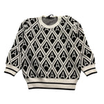 DANIELE ALESSANDRINI maglia girocollo tinta unita con fantasia rombi Bianco/nero per Neonato 1291W00047X BIANCO/NERO DANIELE ALESSANDRINI 