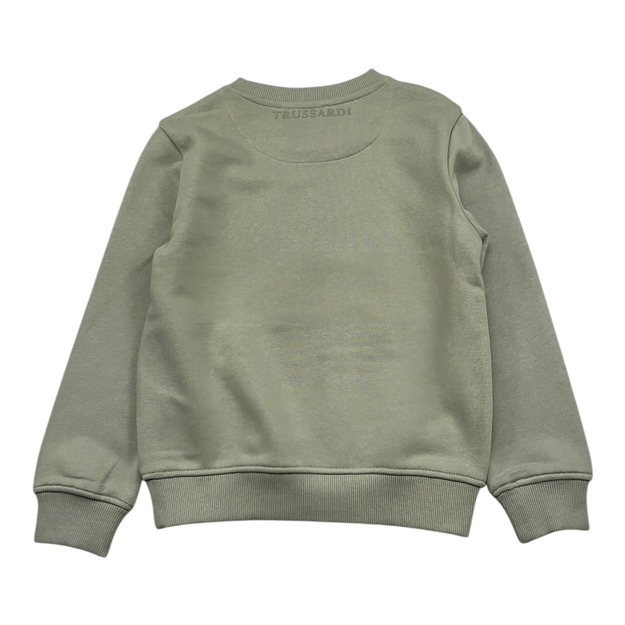 TRUSSARDI felpa chiusa girocollo tinta unita con stampa Verde acqua per Bambino TBA25004FE VERDE ACQUA TRUSSARDI 