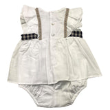 Barcellino Plain Half Sleeve Romper With Bows White For Newborn