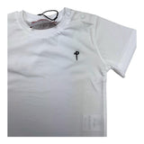 Cesare Paciotti Crew Neck T-Shirt Solid Color with Contrast Print White for Newborns