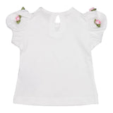 Monnalisa T-Shirt Girocollo Tinta Unita con Applicazioni per Neonata 31E604XN BIANCO MONNALISA 