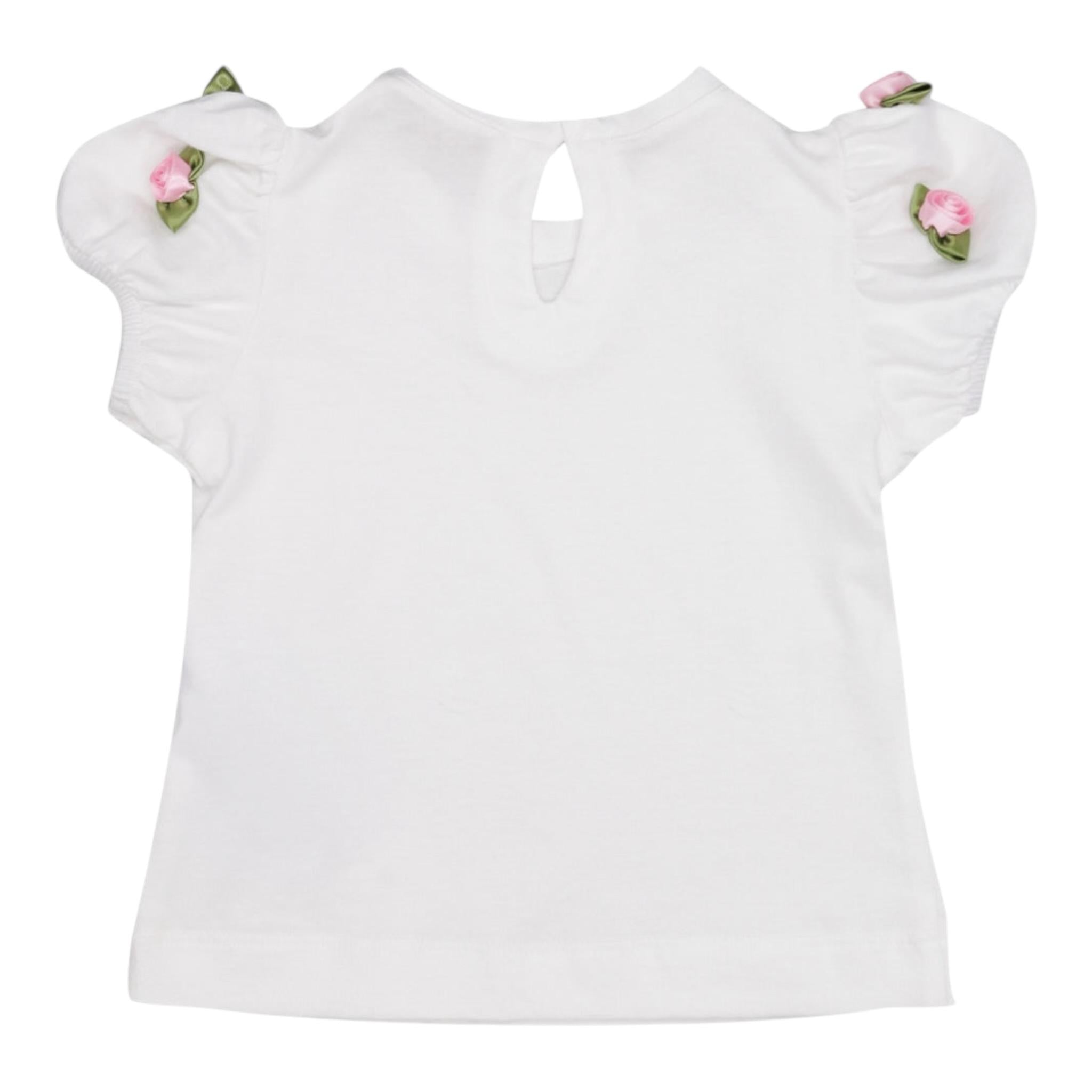 Monnalisa T-Shirt Girocollo Tinta Unita con Applicazioni per Neonata 31E604XN BIANCO MONNALISA 