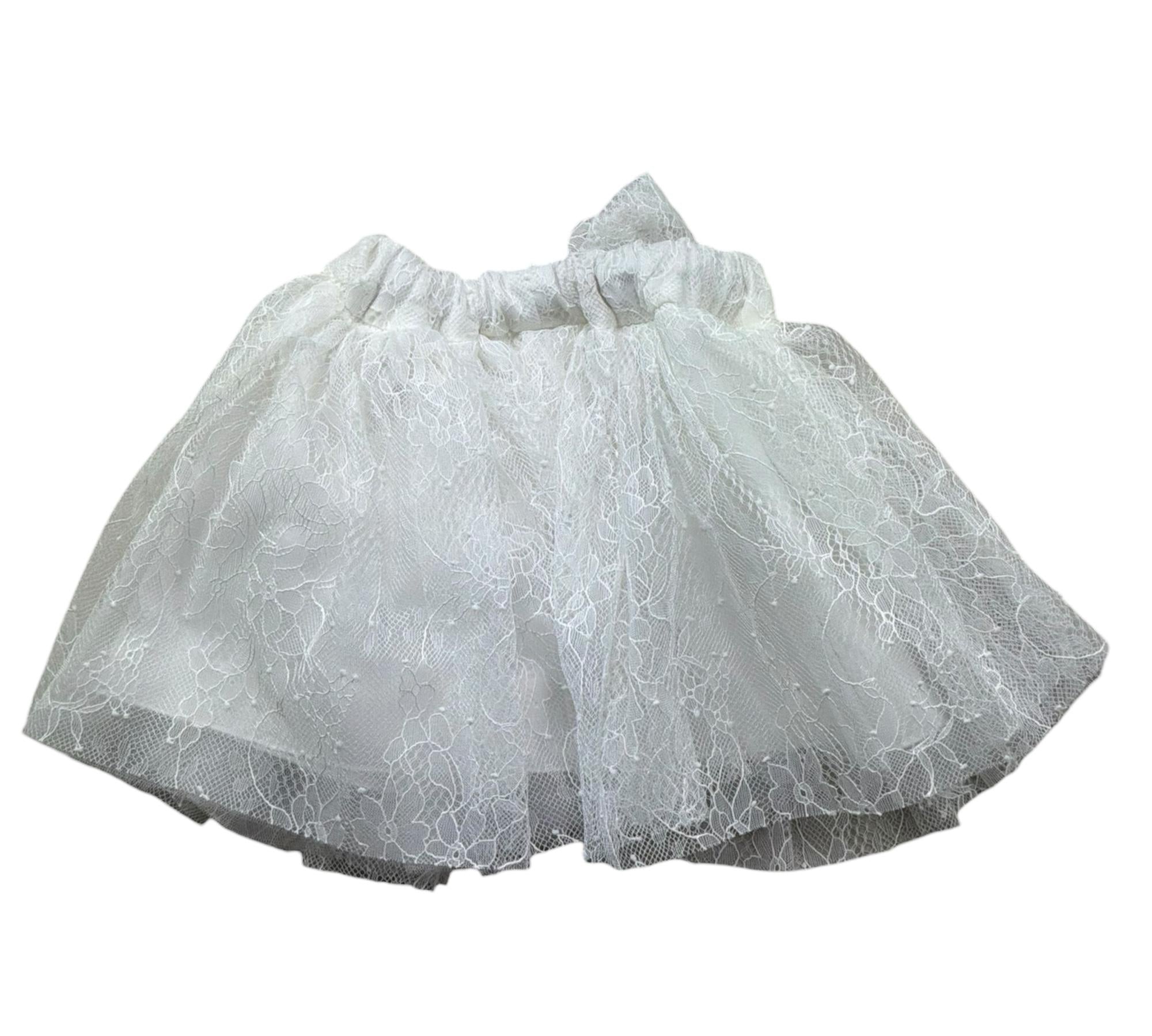 Le Bebe Gonna Tinta Unita con Ricami per Neonata LBG6395 BIANCO LE BEBE 